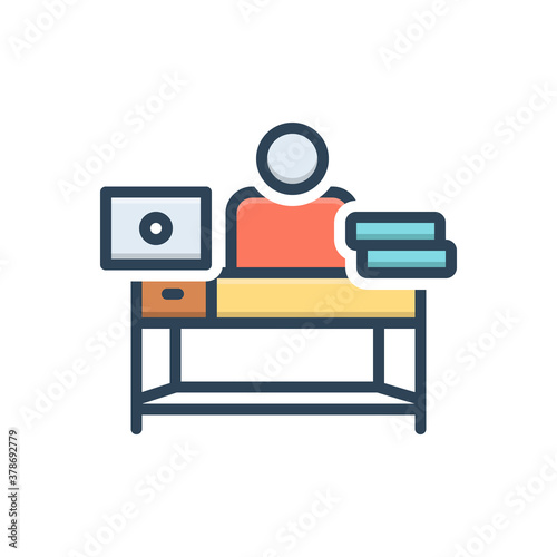 Color illustration icon for office