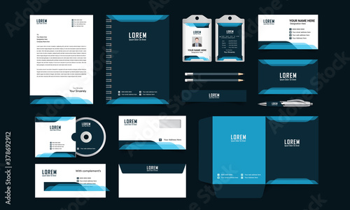 Modern business stationery collateral set template. corporate identity template with digital elements. Vector company style for brand book and guideline.	