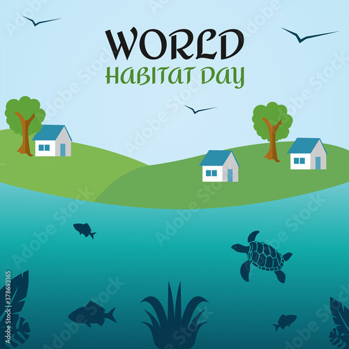 Vector graphic of world habitat day good for world habitat day celebration. flat design. flyer design.flat illustration.