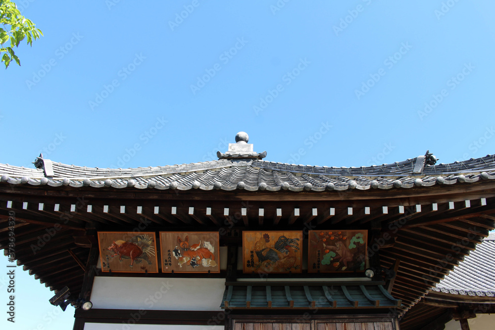 Roof and paintings of Asukadera Temple in Asuka Roof and paintings of Asukadera Temple in Asuka