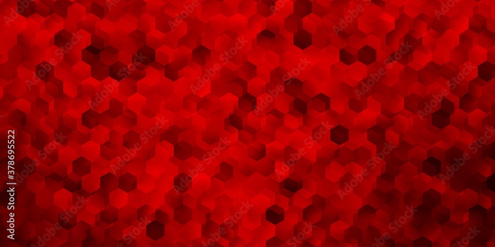 Dark green, red vector layout with shapes of hexagons.