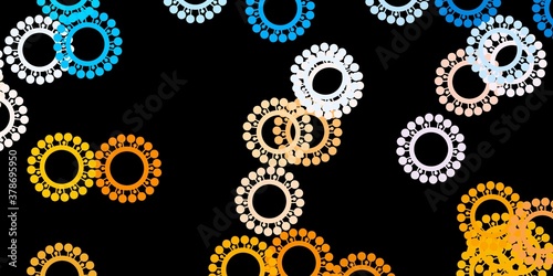 Dark blue, yellow vector template with flu signs.