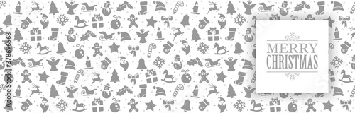 background banner with christmas icons and greetings