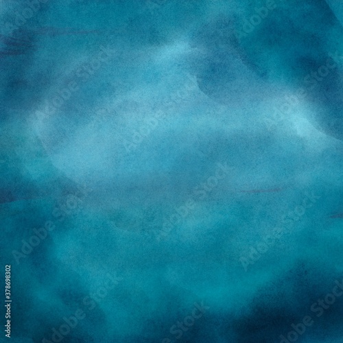 Soft watercolor background in dark blue color. Abstract indigo gradient paint