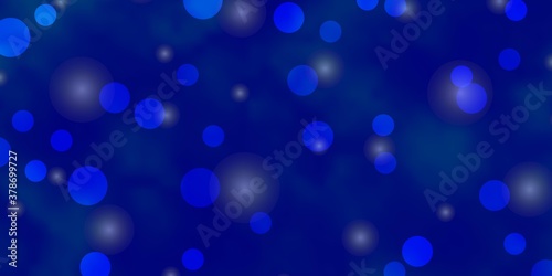 Light BLUE vector layout with circles, stars. Abstract illustration with colorful spots, stars. New template for a brand book.