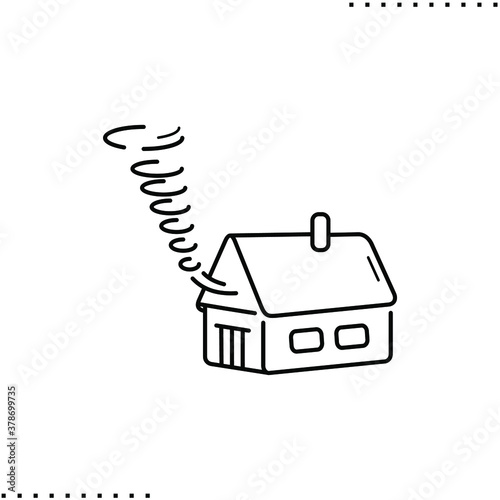 fire: home and steam of smoke from window vector icon in outline