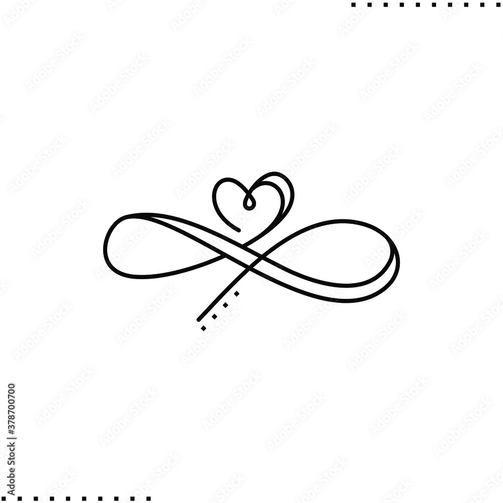 infinity sign and heart swirl vector icon in outline