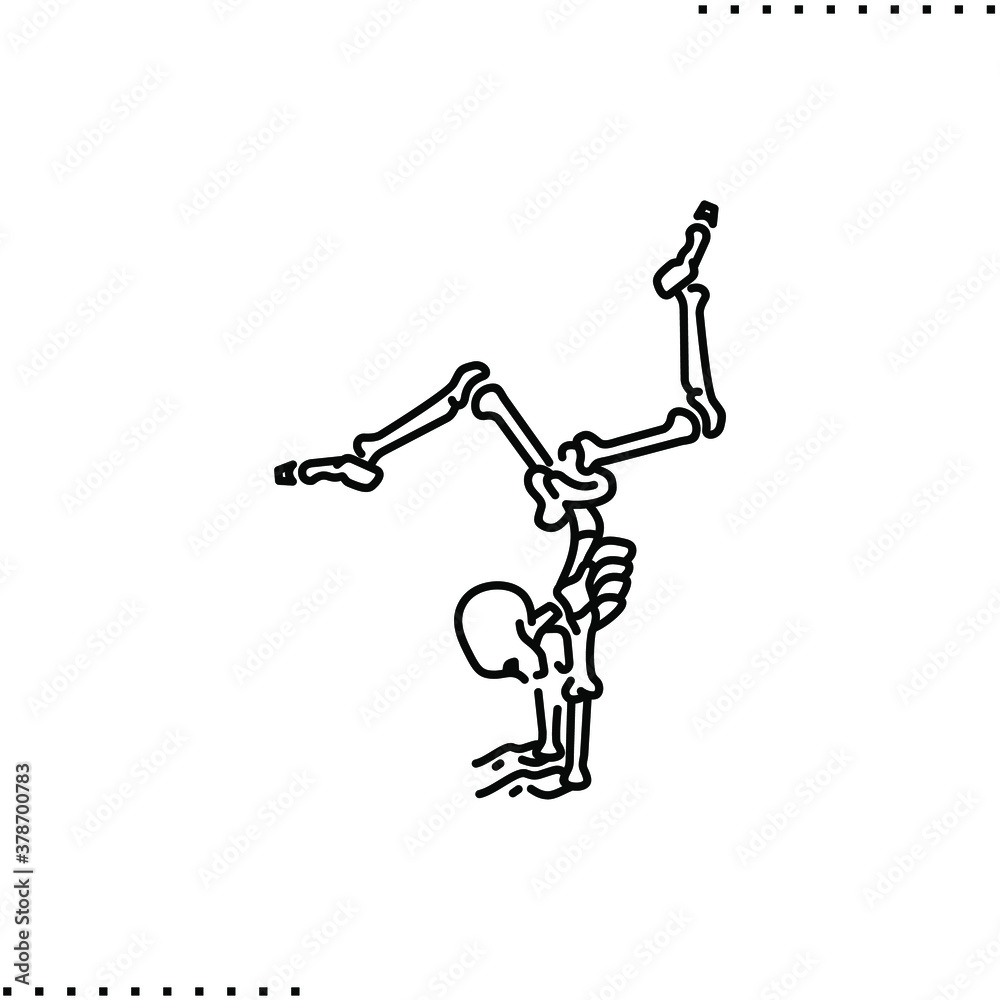 handstand human skeleton vector icon in outline handstand human skeleton vector icon in outline