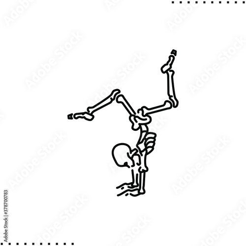 handstand human skeleton vector icon in outline