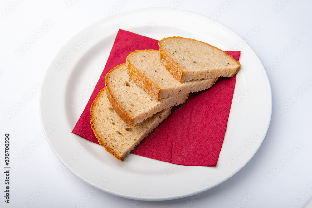Slices of bread on a plate Slices of bread on a plate