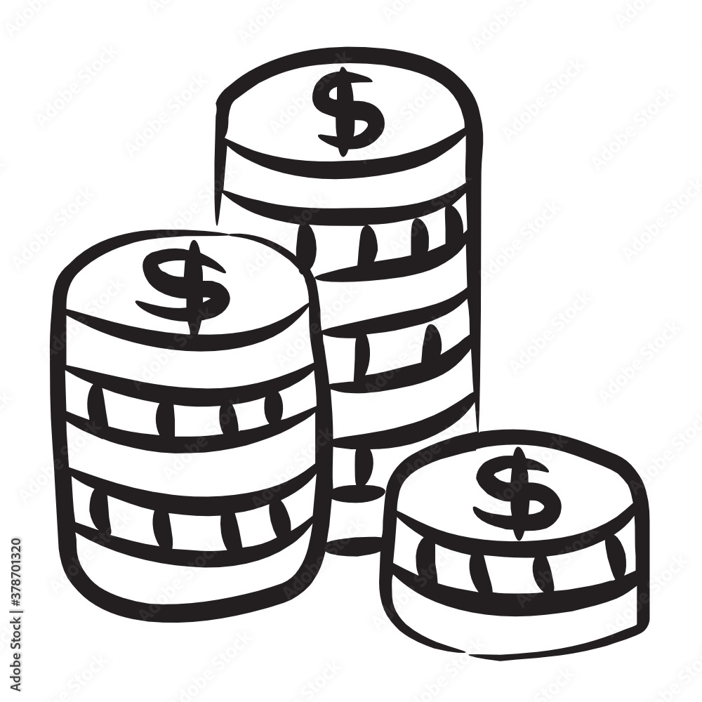 Coins icon in doodle style, dollar coins pile in hand drawn vector
Coins icon in doodle style, dollar coins pile in hand drawn vector