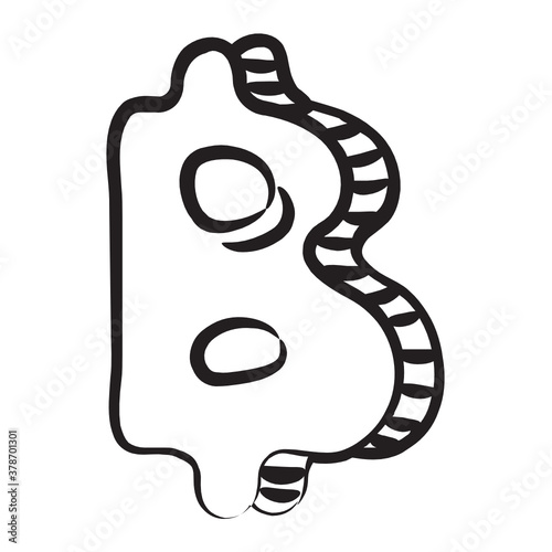 
Cryptocurrency vector style, digital currency in modern doodle line style 

