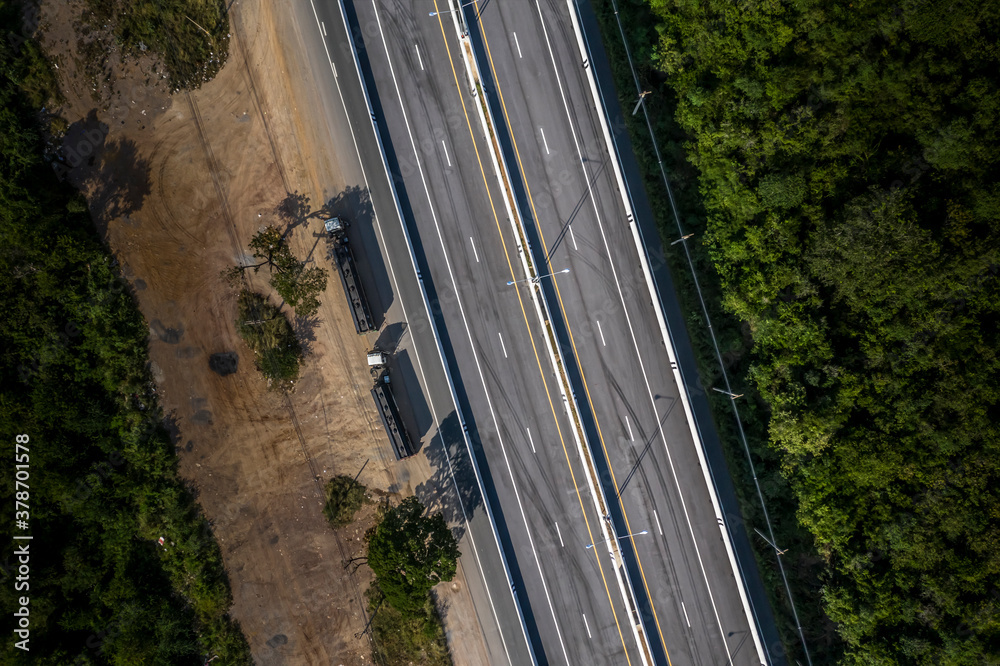 Aerial view from drone of road among forest in rural of thailand Aerial view from drone of road among forest in rural of thailand