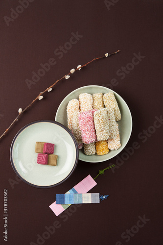 korean food, hangwa and korean traditional bookmark photo