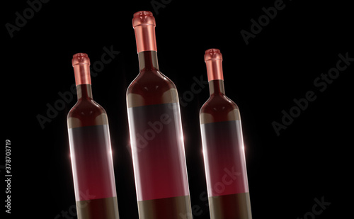 Bottle Wine  3D Rendering  Mockup Desing