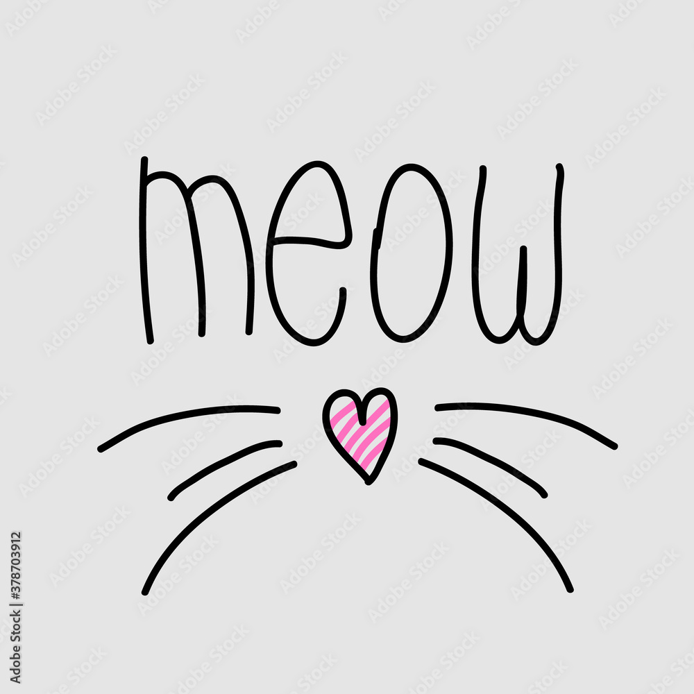 cute meow cat quotes. Vector cute meow cat quotes. Vector