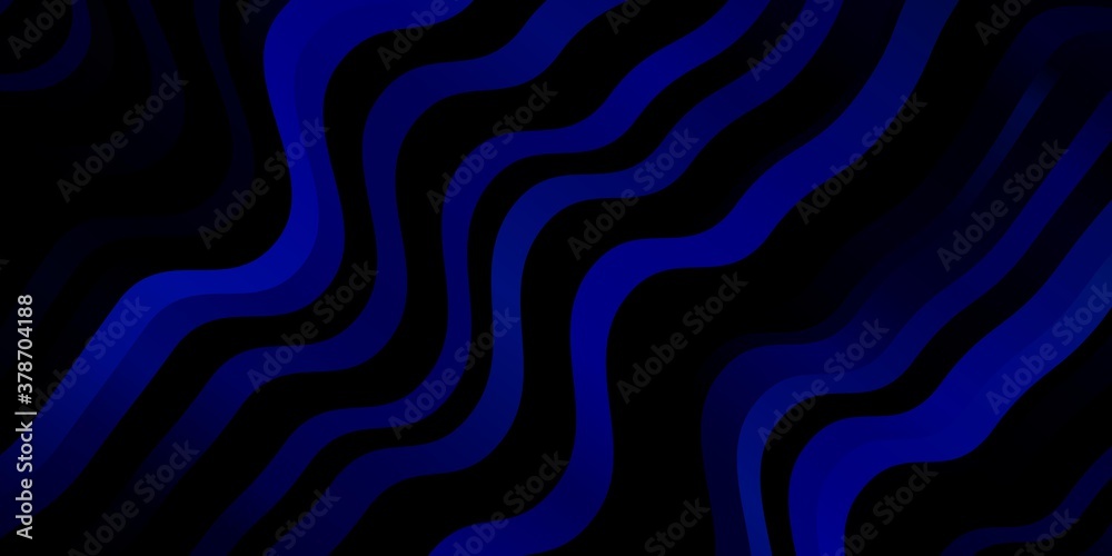 Obraz premium Dark BLUE vector layout with curves. Abstract illustration with bandy gradient lines. Template for cellphones.