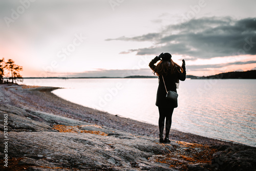 silhouette of a person on the beach