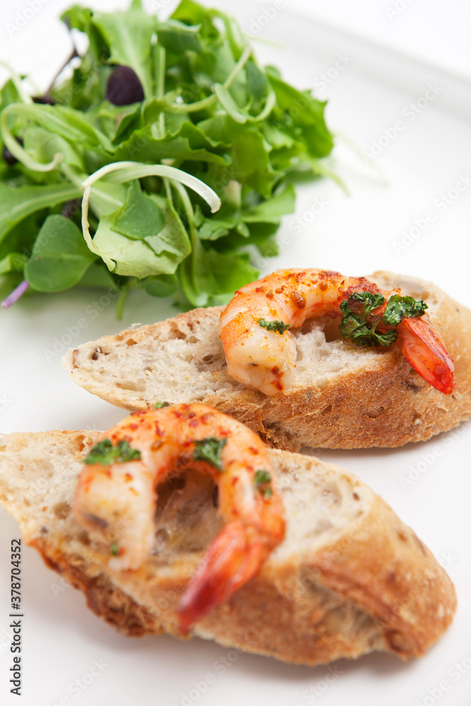 appetizer, shrimp crostini appetizer, shrimp crostini