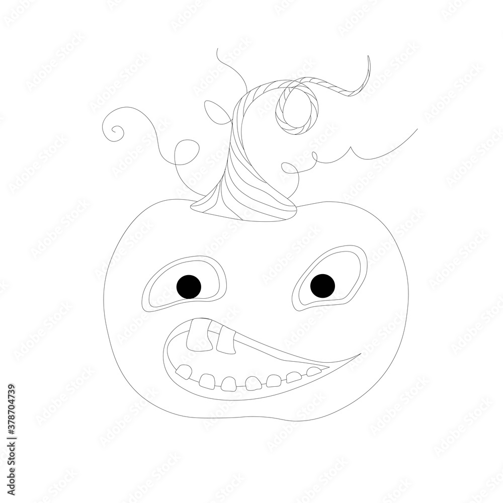 Fototapeta premium Halloween coloring book. Funny pumpkin on a white background. Children's coloring.