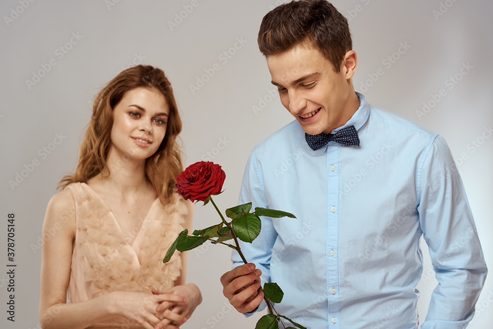 Man and woman with red rose romance love family couple holiday Man and woman with red rose romance love family couple holiday