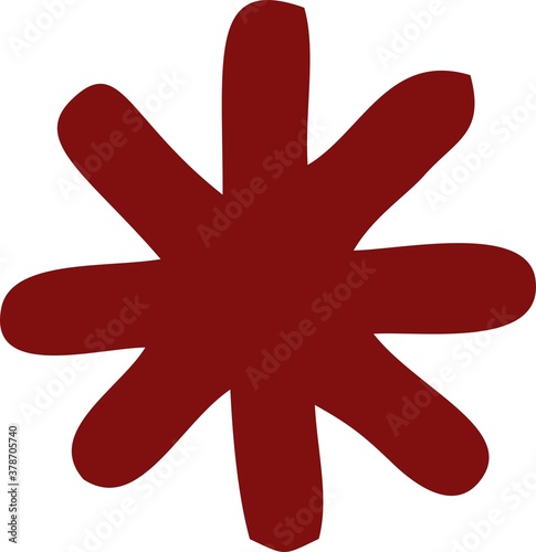 red snowflake isolated on white background