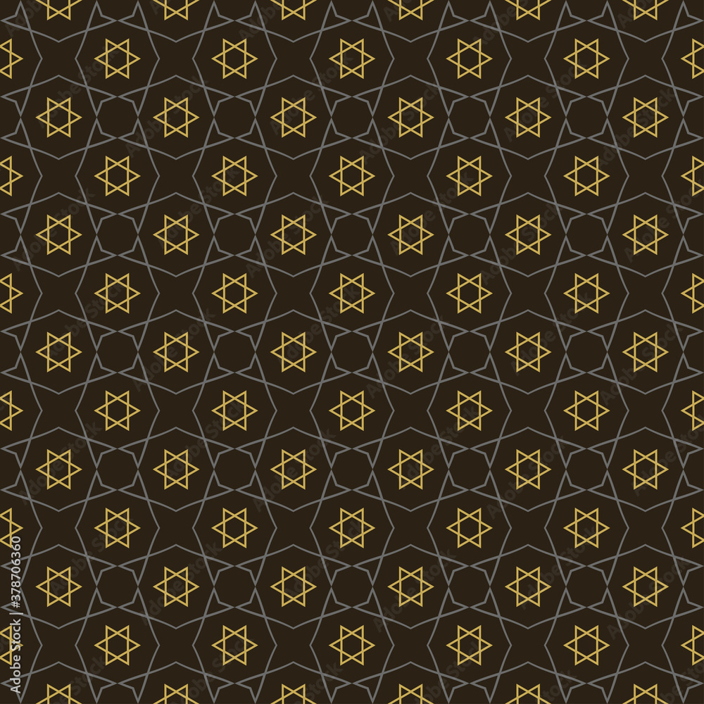 Abstract geometric ornament on black background seamless wallpaper texture for your design. Vector image