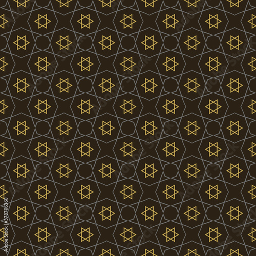 Abstract geometric ornament on black background seamless wallpaper texture for your design. Vector image