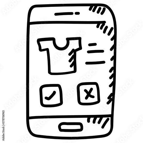 
Mobile shopping app icon, shirt inside smartphone 
