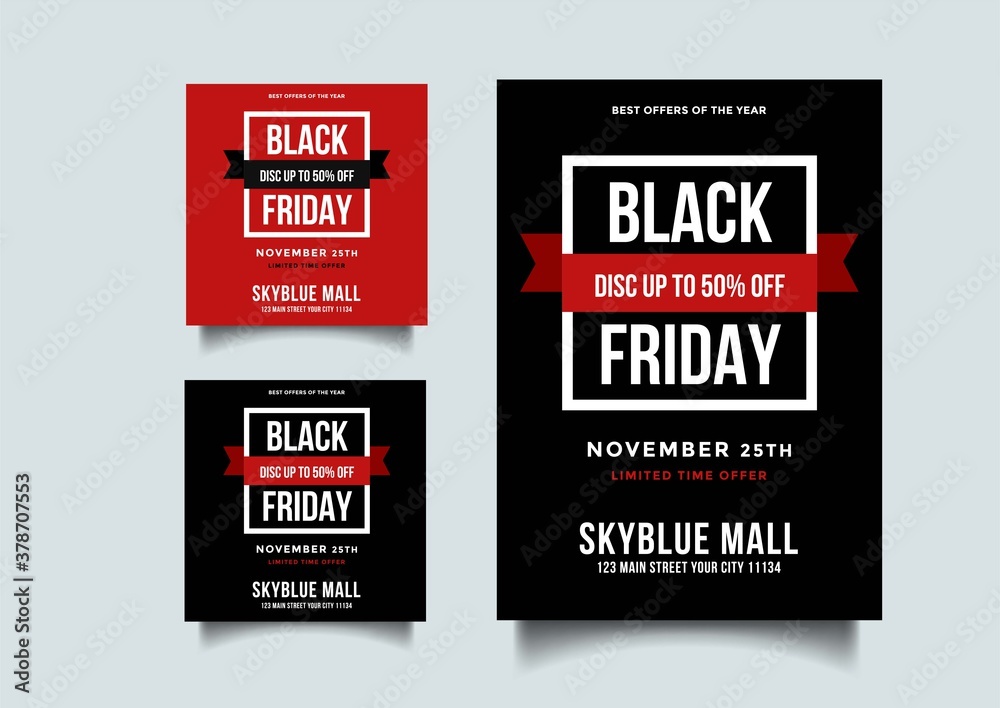 Black friday social media and a4 flyer vector template Black friday social media and a4 flyer vector template
