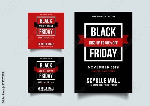 Black friday social media and a4 flyer vector template