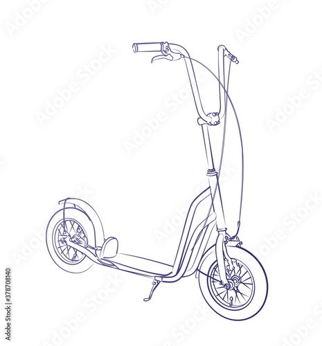 A sketch of a modern electric scooter.