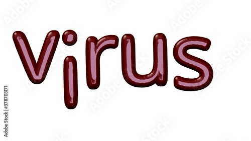 moving up and down letters. the red word is virus.3d rendering, 3d illustration. photo