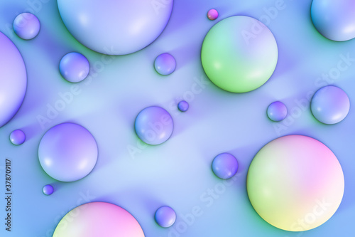 Abstract background. Spheres of various diameters. Vibrant color.