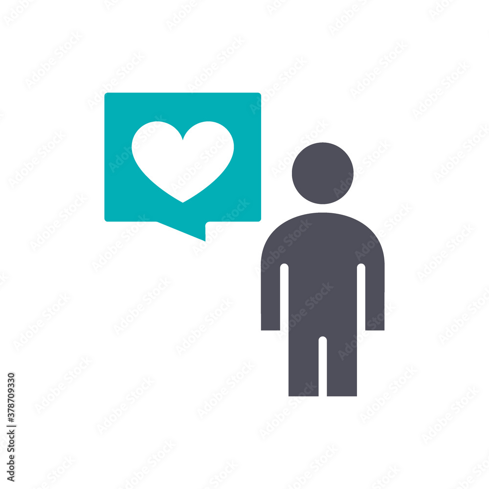 Talk and think about love colored icon. Speech bubble with heart, like, feedback symbol Talk and think about love colored icon. Speech bubble with heart, like, feedback symbol