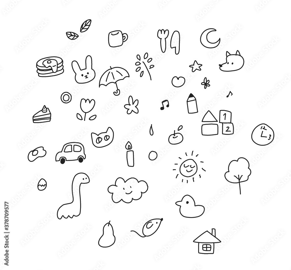 可愛い落書き風イラスト Stock Illustration Adobe Stock