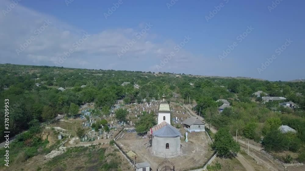 Aerial Top view of Church on a Sunny day Aerial Top view of Church on a Sunny day