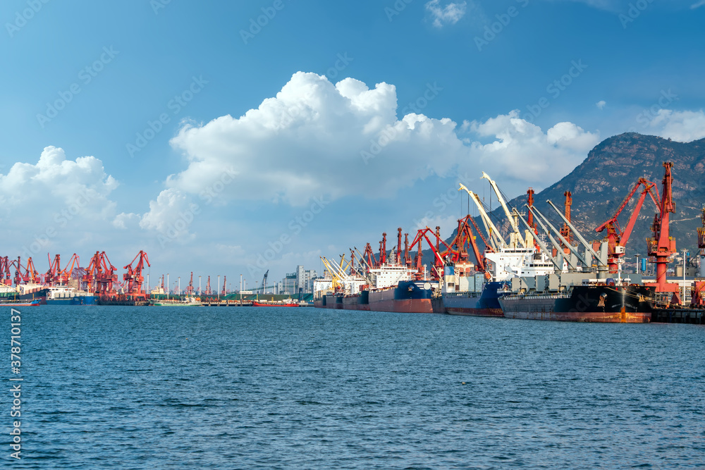 Naklejka premium Port Portal Crane of Lianyungang Port.