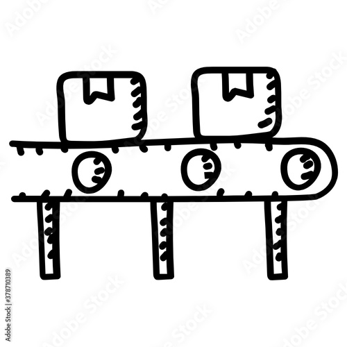 
Manufacturing process and assembly, conveyor belt vector style 
