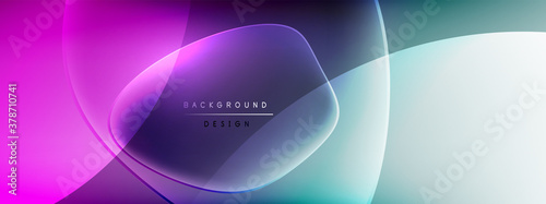 Vector abstract background - liquid bubble shapes on fluid gradient with shadows and light effects. Shiny design template for text