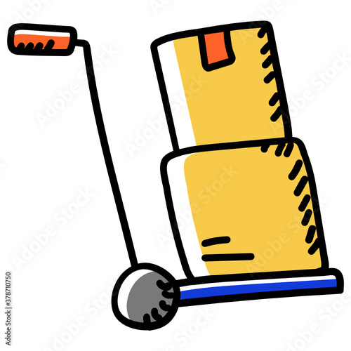 
Doodle design of luggage cart icon
