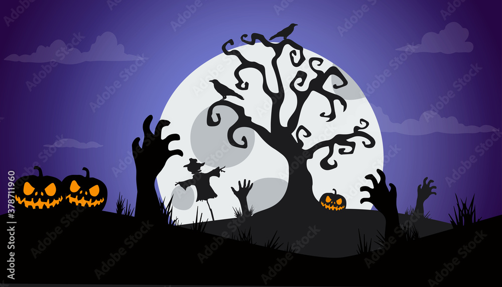 vector illustration of silhouette halloween