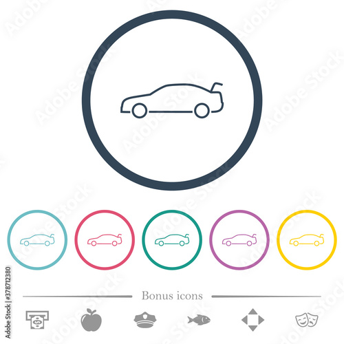Car trunk open dashboard indicator flat color icons in round outlines