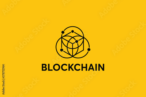 Blockchain Logo Template. Hexagon Shape Technology Vector Design. Cryptocurrency Illustration. Outstanding professional elegant trendy awesome artistic black  color blockchain icon logo.