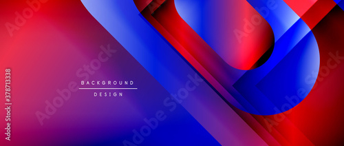 Vector geometric abstract background with lines and modern forms. Fluid gradient with abstract round shapes and shadow and light effects