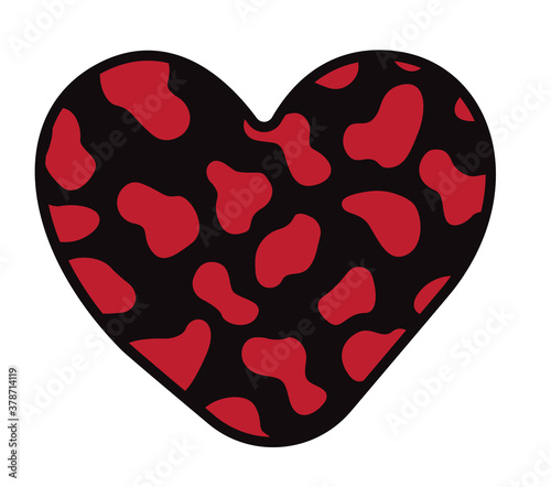 Print Hand-drawing silhouette background collection. Vector heart with decoration. Element for design.