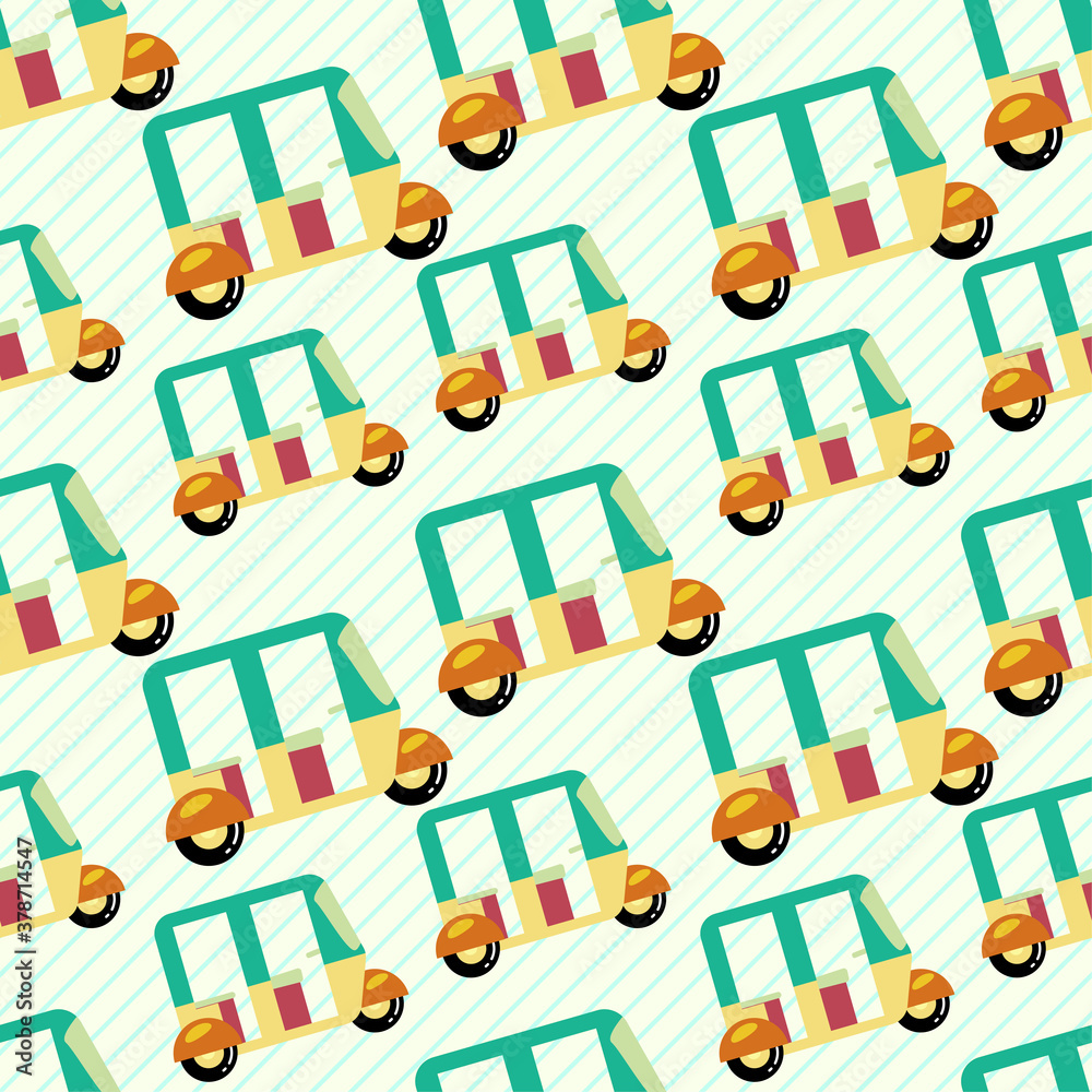 auto rickshaw transportation seamless pattern vector illustration 