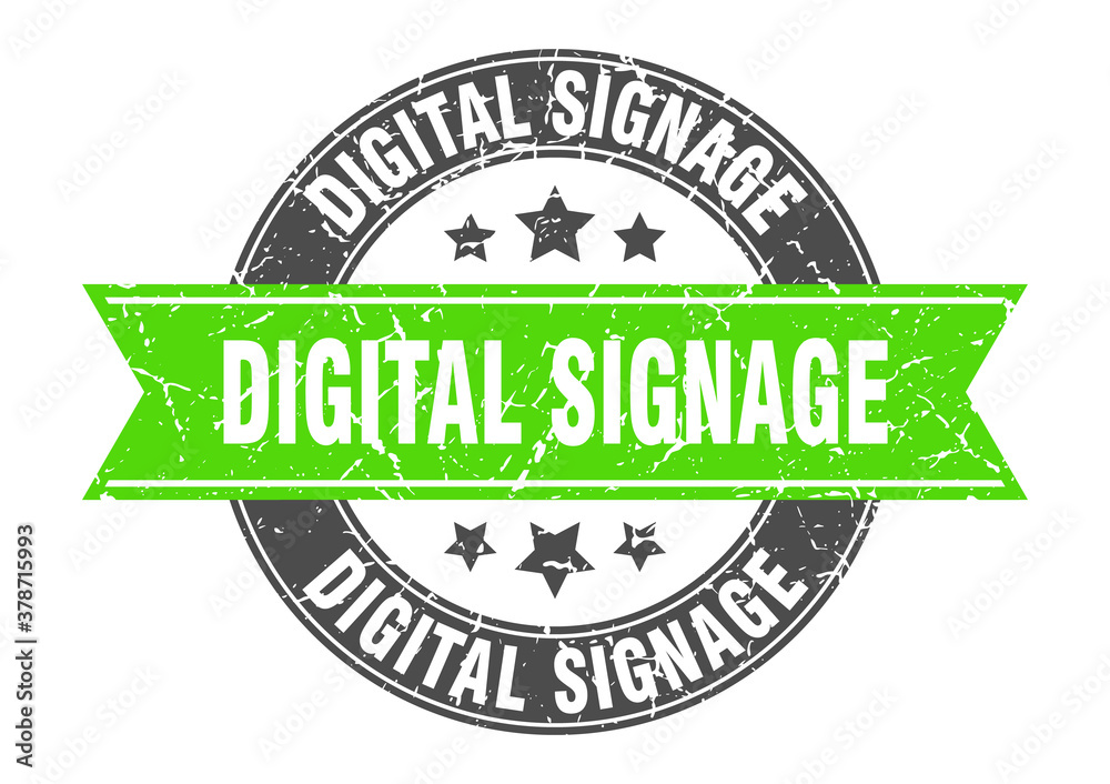 Fototapeta premium digital signage round stamp with ribbon. label sign