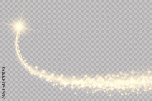 White sparks and golden stars glitter with a special light effect.