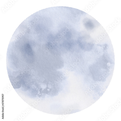 水彩の綺麗な満月のイラスト